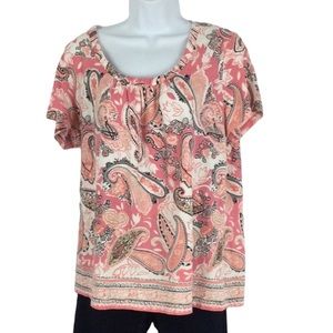 Charter Club Pink Paisley Blouse Sz 0X